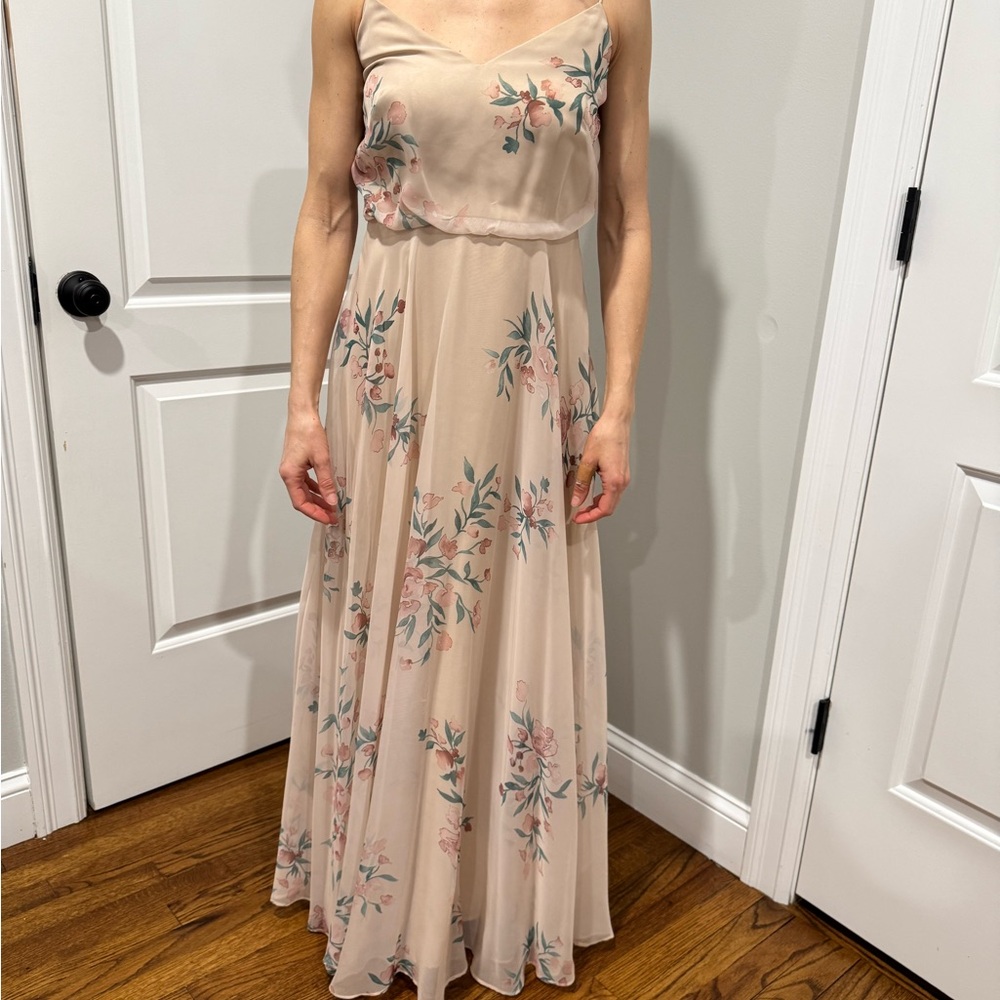 Jenny Yoo Floral Blush Maxi Dress